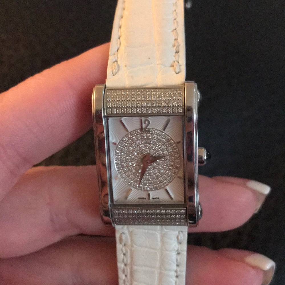 Valentino watch, genuine alligator, real diamonds